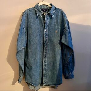 Ralph Lauren Classic size L Blue Denim Blaire Shirt from 1990’s